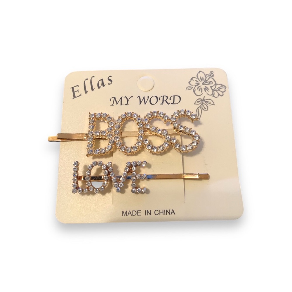 💚Gold and Silver Crystal Rhinstone Hair Pins 2Pc Set